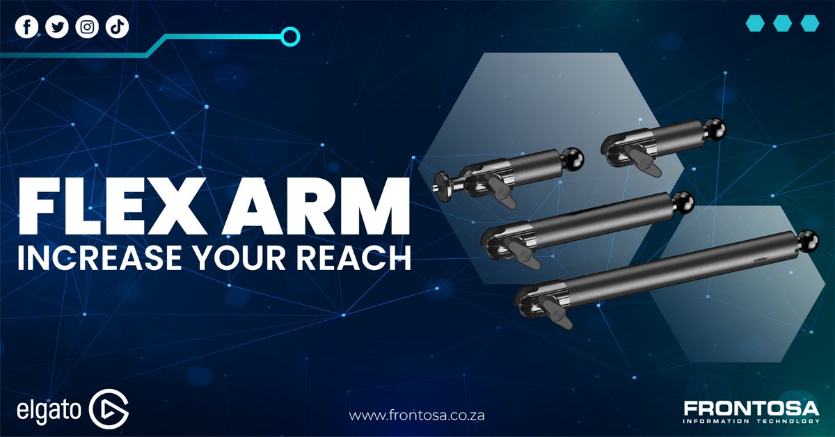 FrontosaSA's tweet image. 🔌Want to extend your reach?

Customize your Elgato Multi Mount Modular Rigging System with the Flex Arm L!

Available through Frontosa! frontosa.co.za/where_to_buy.a… 

#ContentCreation  #StreamingAccessories #ElgatoMultiMount #FrontosaIT