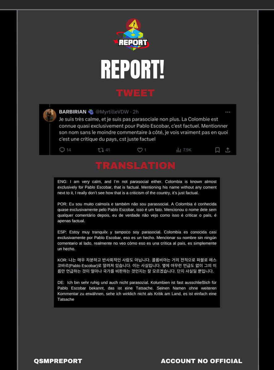 QSMPreport's tweet photo. This account demonstrates xenophobia towards Colombians. 

https://t.co/RENAC672nh

Report, block, and do not interact. https://t.co/V07lc7AaKk