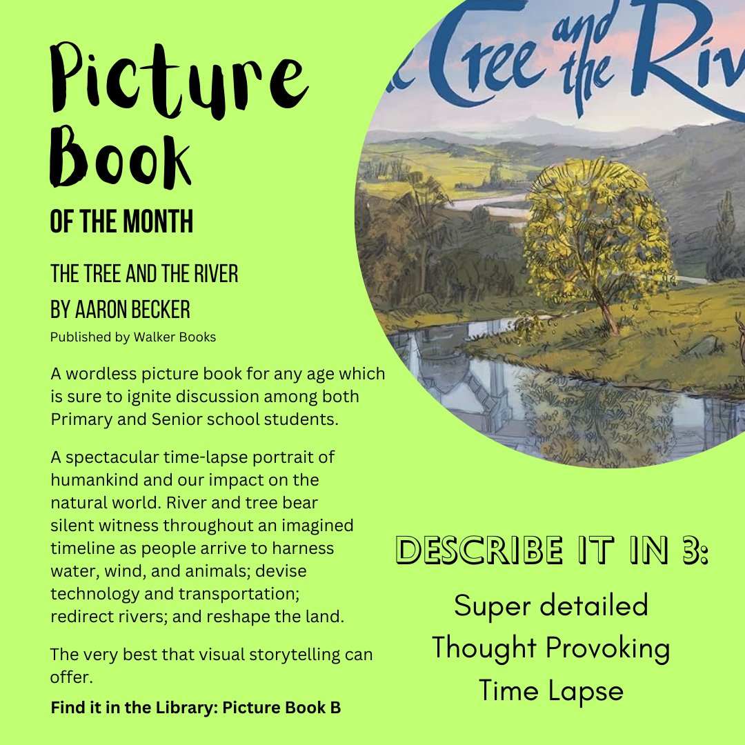 BGSLibraries's tweet photo. Our first recommendation of the month is the visually astounding The Tree and the River by @storybreathing. 

Our book groups have loved investigating every centimetre of detail in this beautiful landscape time-lapse picture book!🌳

#BGSRecommends https://t.co/rjosQbeeK5