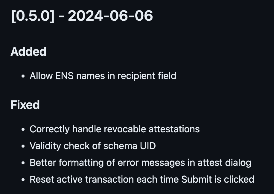 v0.5.0 is out, most notable feature is the ability to use ENS names as recipients. Also, some bug fixes and small improvements.