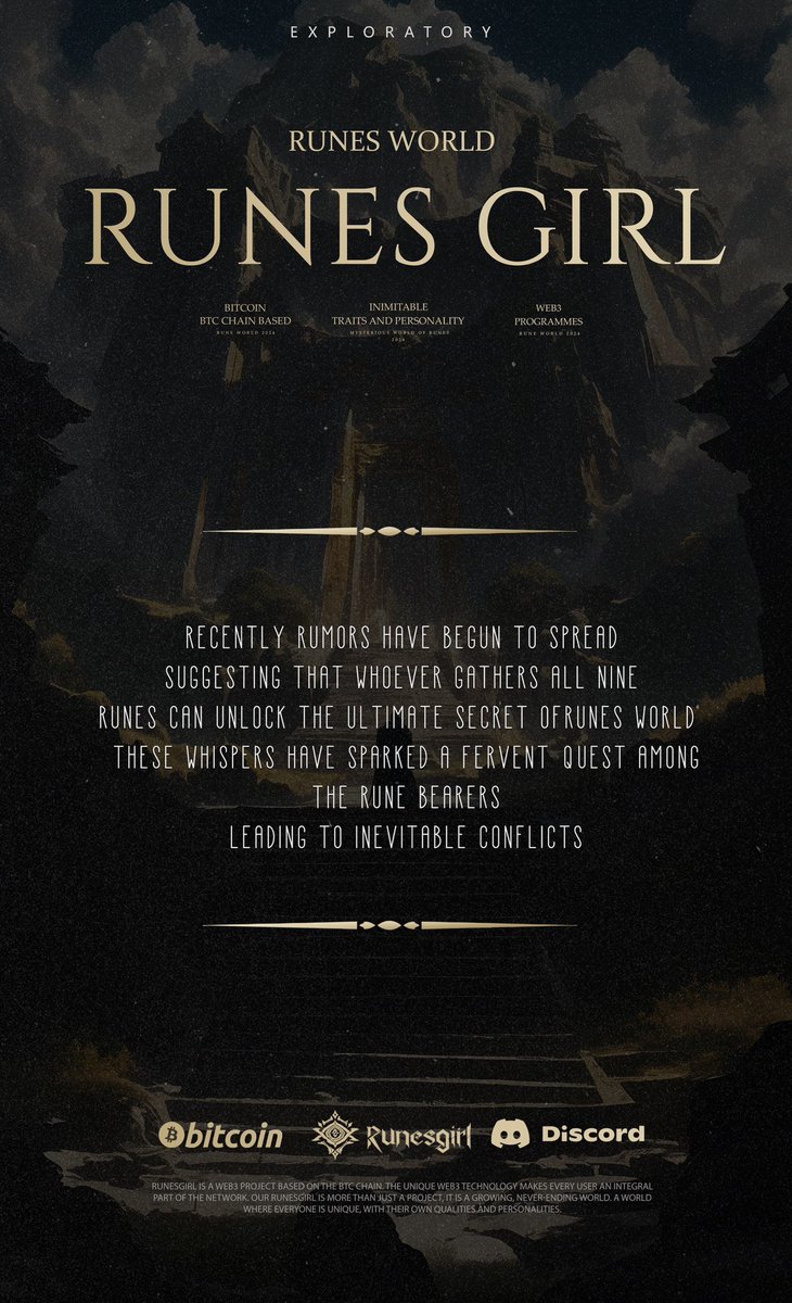 The whispers of secrets linger in the air as the Runesgirls ponder on the mystical power awaiting those who unite all nine runes. 

A spark of quest among rune bearers have ignited but who will unlock this great secret remains unknown

Follow us to find out more 

Want to collab,