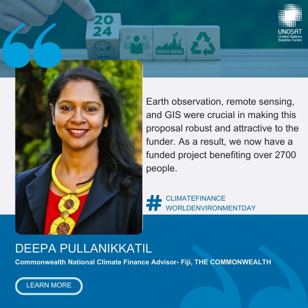 UNOSAT's tweet photo. During the webinar, it was discussed how Earth observation, remote sensing, and GIS made a proposal robust and attractive to funders, resulting in a project benefiting over 2,700 people. https://t.co/V90BDUkcoD #ClimateFinance #UNOSAT #CommonwealthSecretariat #CFAH #Fiji https://t.co/FIx05ZR30e