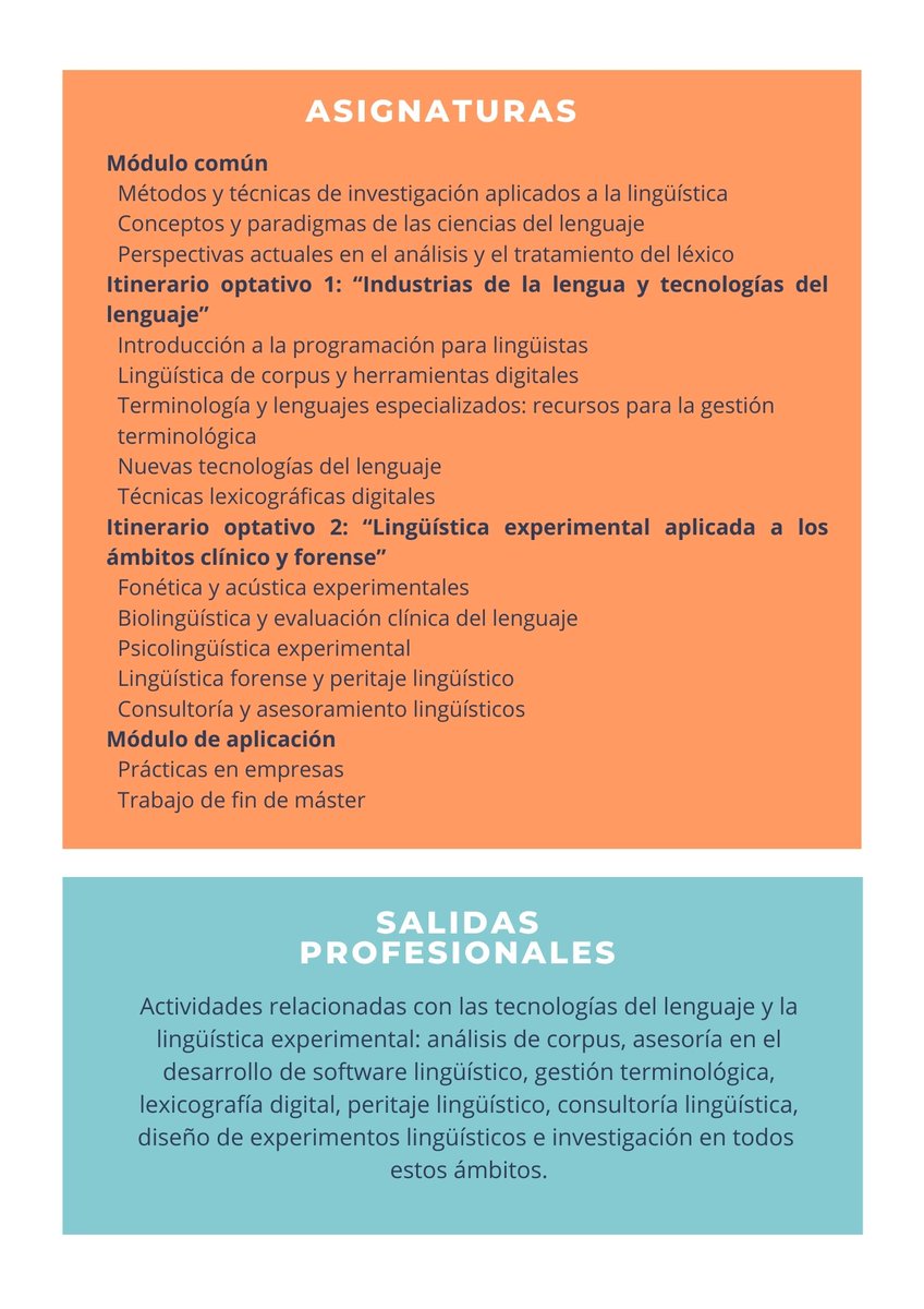 linguistica_uca's tweet photo. ➡️Por fin podemos contaros algo en lo que llevamos trabajando mucho tiempo: 

¡el Máster en Ciencias del Lenguaje y sus Aplicaciones por la @univcadiz comienza el curso próximo!

Tenéis toda la información aquí: https://t.co/77qA5RU2H7

⚠️Preinscripciones del 17 al 26 de junio. https://t.co/01ErkjyiOS
