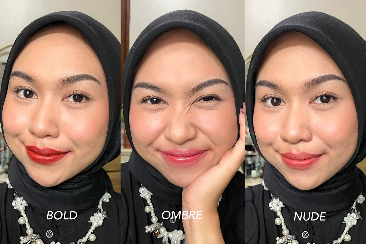 sleepinbeautea's tweet photo. nyobain shade baru dari OMG! 🤩

warnanya cakep-cakep dan formulanya jauhh lebih nyaman dibanding yang lama, ga lengket, and of course tetep pigmented~

kalian team bold, ombre, atau nude lips nih? 😆 https://t.co/bGnFktoizt