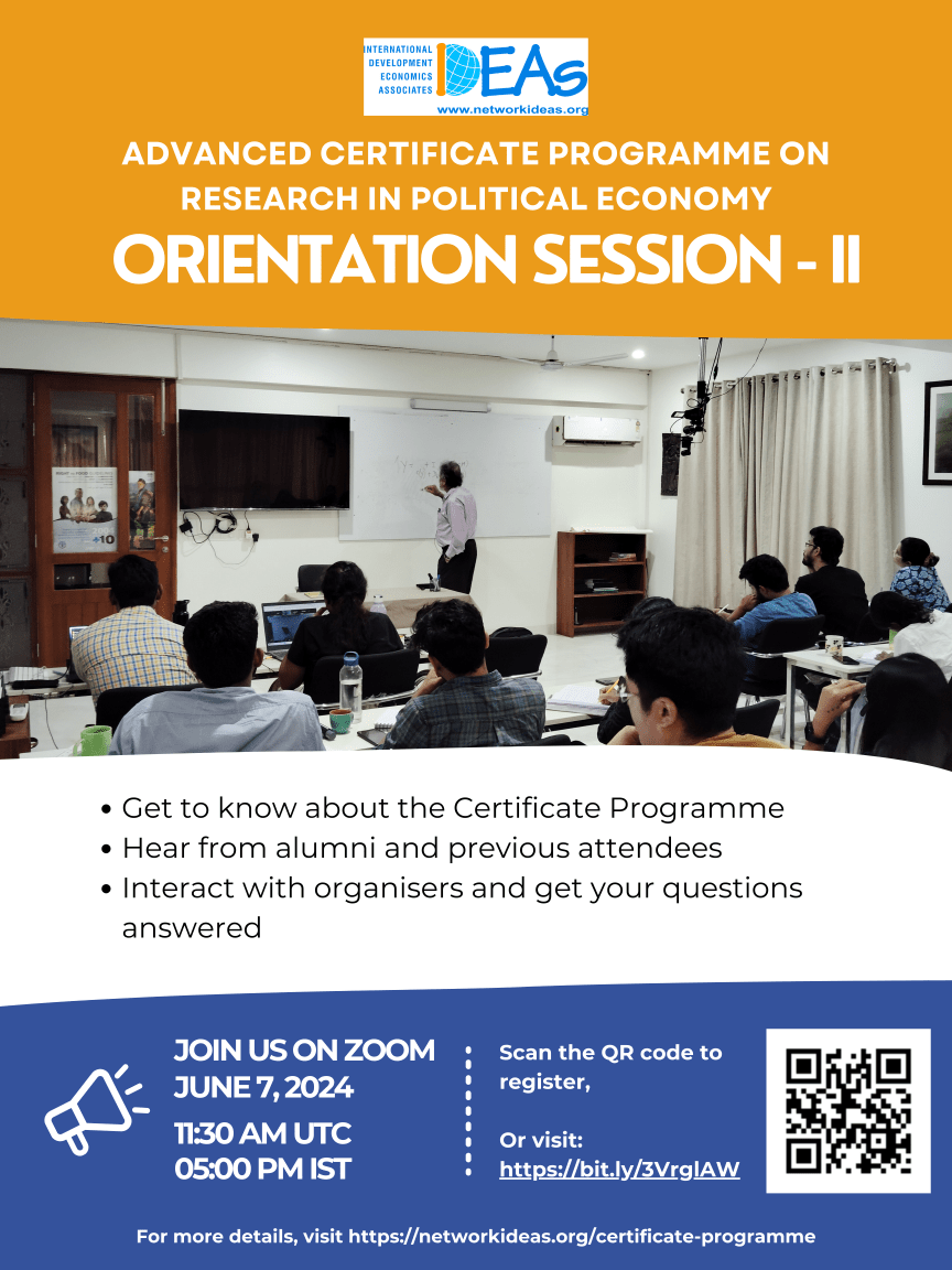 DevEcoAfr's tweet photo. @DevEconNetwork #CertificateProgramme Second Online Orientation Session
📅June 7, 2024
⏲️5:00 PM IST (11:30 AM UTC)
register @ https://t.co/DZbGsJM3OG
@nssylla @DzodziTsikata https://t.co/fSHhzJeml7