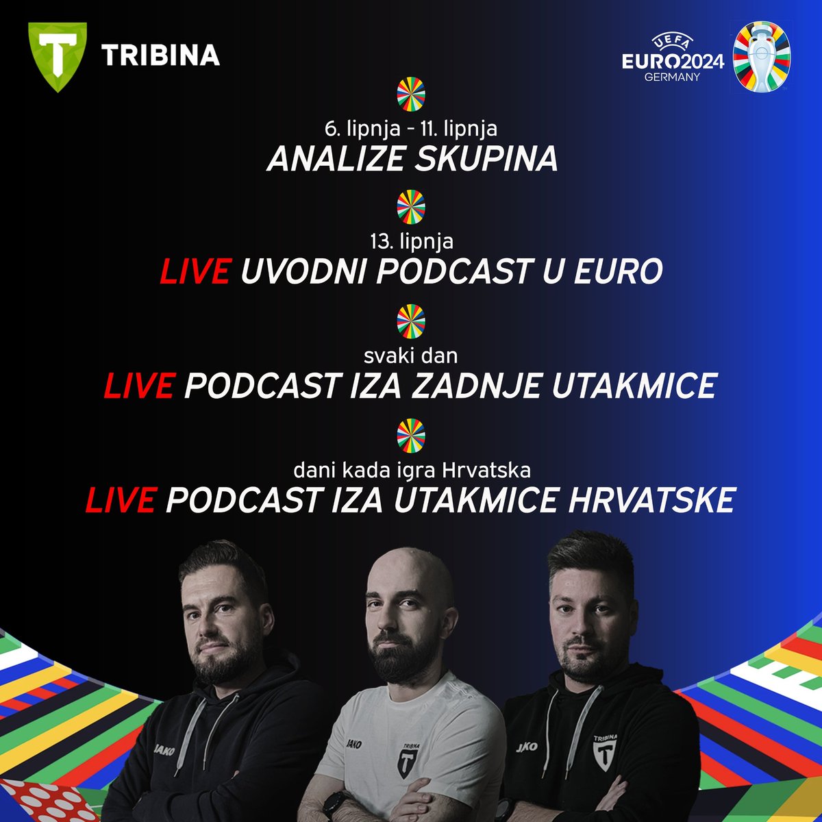 Pratite EURO na Tribini 🇭🇷💯

Kao i za sva velika nogometna natjecanja do sada, pripremili smo najkvalitetnije analize, detaljne grafove, zanimljive goste, a tu je i veliki povratak naše taktičke ploče 🔥Neka vas!

#tribinapodcast