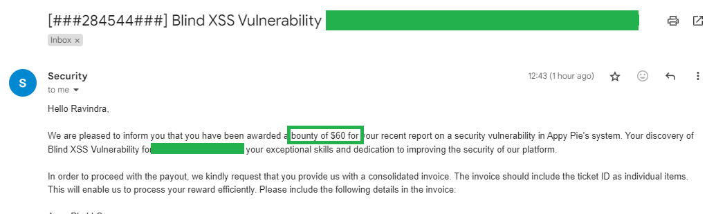 jatav_ravi's tweet photo. I don't think it's right bounty for blind xss. But this will help me to add extra zeros in my account . Thanks for bounty @AppyPieInc
#BugBountyHunter #bugbounty_tips https://t.co/GTzOUsecHr