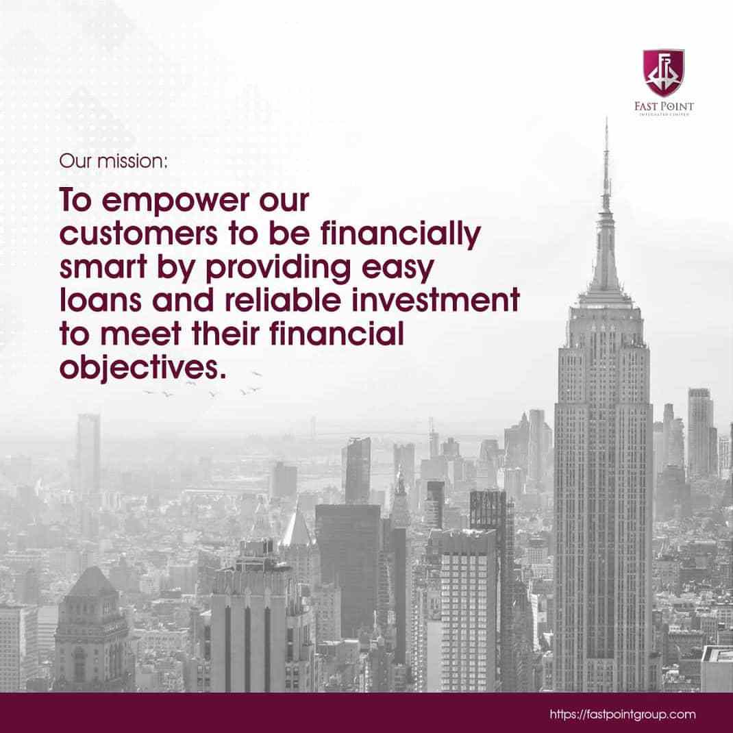 FastPointGroup's tweet image. Whoever you are, whatever you do, or whatever your goals are, At Fastpoint we have a variety of financial products that suit your financial needs.

We believe that access to financial freedom is your fundamental human right.

Call📷 0818 208 3562 .
#befinanciallysmart
#nigeria