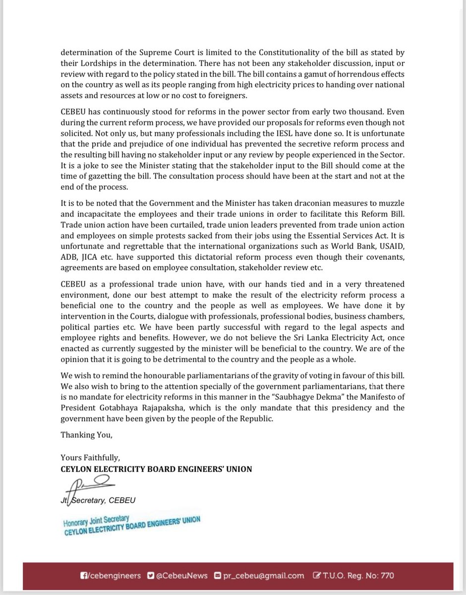 Ceylon Electricity Board Engineers’ Union NEWS tweet media