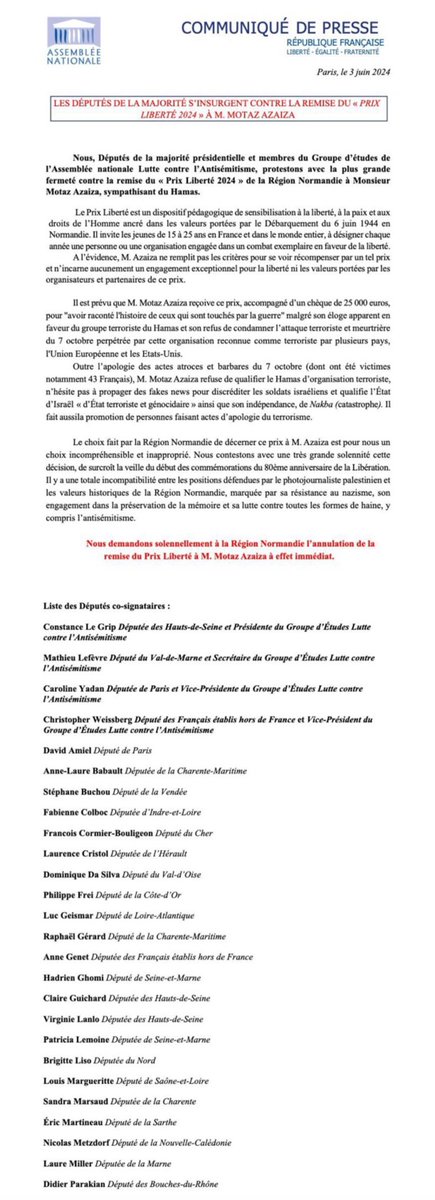 CerfiaFR's tweet photo. 🇫🇷🇵🇸 FLASH | L'ambassade d'Israël en France ainsi que la majorité des députés #macronistes exigent le retrait du prix de la liberté 2024 décerné ce 4 juin en #Normandie au photographe palestinien Motaz #Azaiza, qui a documenté pendant 4 mois les horreurs à Gaza. https://t.co/Egj7E5xcqm