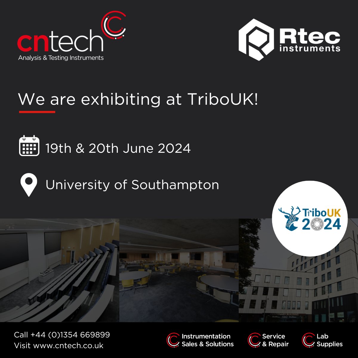 CNTech1's tweet photo. CN Tech will be at the University of Southampton on the 19th and 20th of June for TriboUK and we will be representing @Rtecinstruments. We hope to see you there! #TriboUK #tribology #tribometer #mechanicaltesting #surfacetesting https://t.co/KospSp5yHo