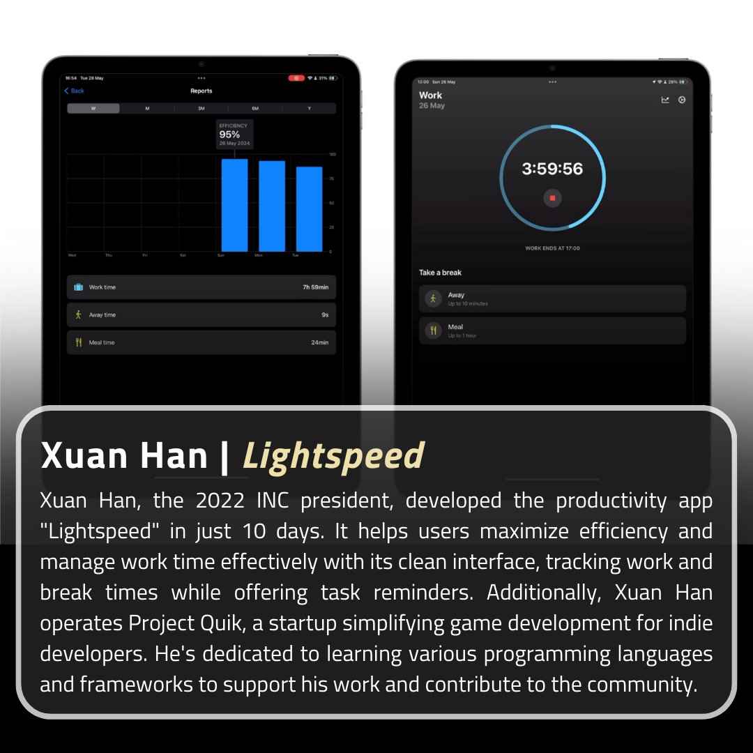 sst_inc's tweet photo. In the 2024 Apple Swift Student Challenge, INC alumni Kai and Xuan Han were featured for their apps Seymour (assists visually-impaired) and Lightspeed (boosts productivity). https://t.co/nsddzzV2sK