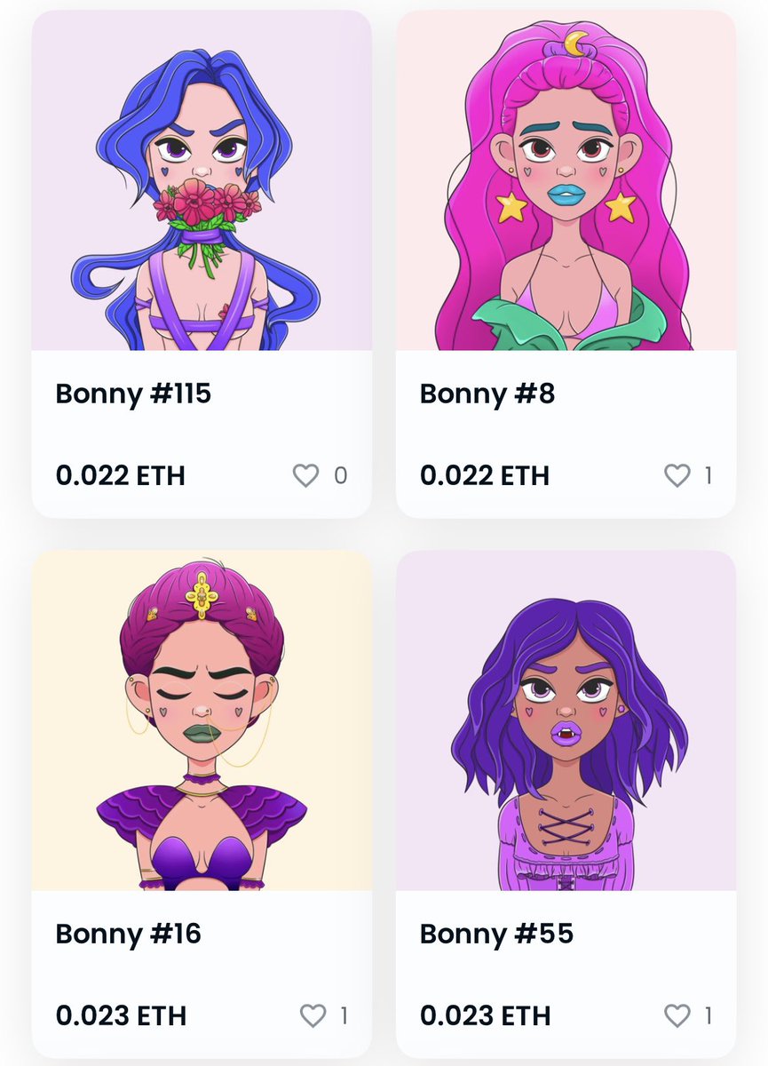Hello #NFTfam 💕

Look at these beautiful Bonny!🥰

Who will sweep the floor?🧹
opensea.io/collection/bon…

I will transfer <a href="/IceGirlzNFT/">Ice Girlz</a> for each purchase!🎁

Join #Bonny Fam &amp; Participate in Bonny Rumbles!🔥🔥🔥
discord.gg/RFbMg4Rvgy

#polygon