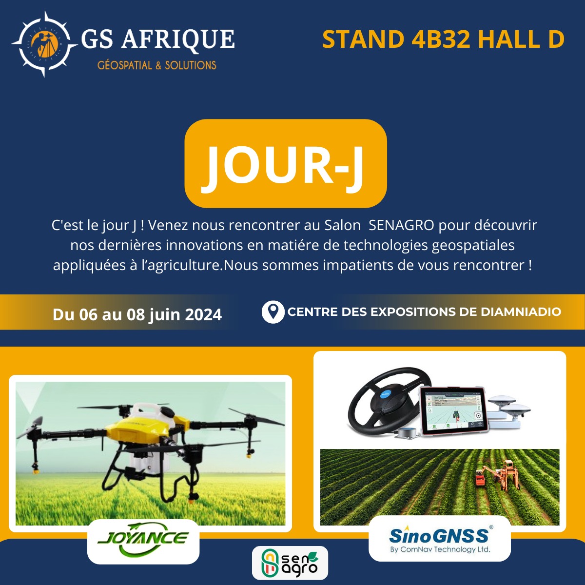 GSAFRIQUE's tweet photo. 😊C'est le jour J ! Venez nous rencontrer au Salon  SENAGRO pour découvrir nos dernières innovations en matiére de technologies geospatiales appliquées à l’agriculture.
Nous sommes impatients de vous rencontrer !
#senagro2024 #agriculture #agriculturedeprecision 
#Innovation https://t.co/HvedXf9Dca