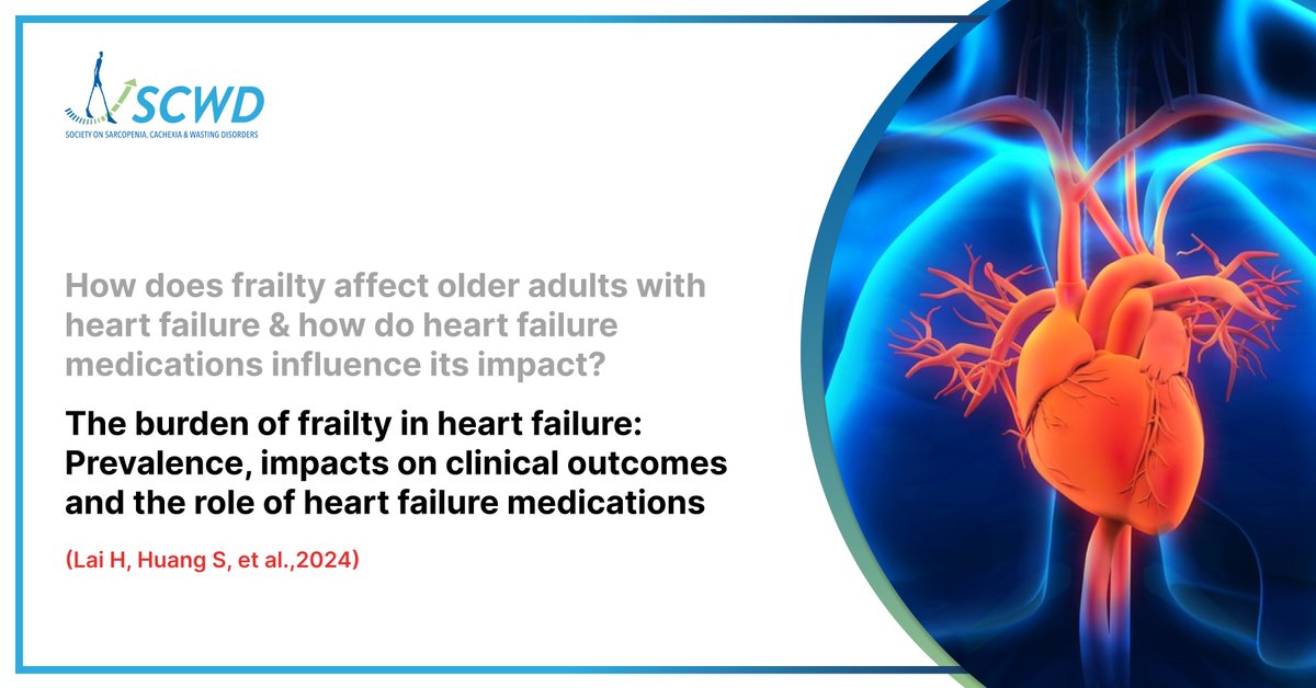 SCWDnews's tweet photo. Looking into the complex relationship between frailty & heart failure in older adults. Learn about the impacts on clinical outcomes & medication interventions.
#Frailty #HeartFailure #HealthOutcomes #SCWD #Sarcopenia #Sarcopenia #Cachexia #WastingDisorders https://t.co/u4V6ByVMj9