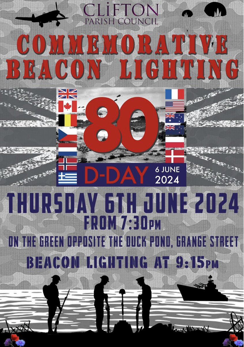 SamWhitAcademy's tweet photo. โค๏ธ D Day 80th Anniversary โค๏ธ
Join us in honouring the 80th anniversary of D-Day with a special display created by students from The Society.
Don't miss the commemorative beacon lighting service tonight in Clifton at 7:30 pm!
#DDay80 #SWACommunity" https://t.co/U3BtV19dS0