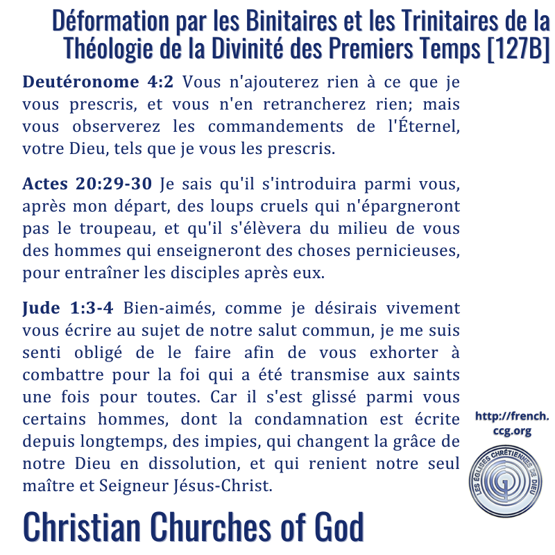 CCGFrancophone's tweet photo. Certains partisans Binitaires et Trinitaires utilisent incorrectement les premiers écrits de l'#Église pour affirmer que l’Église Primitive était Binitaire ou #Trinitaire. De telles opinions sont connues et admises comme étant incorrectes par des universitaires responsables, [..]