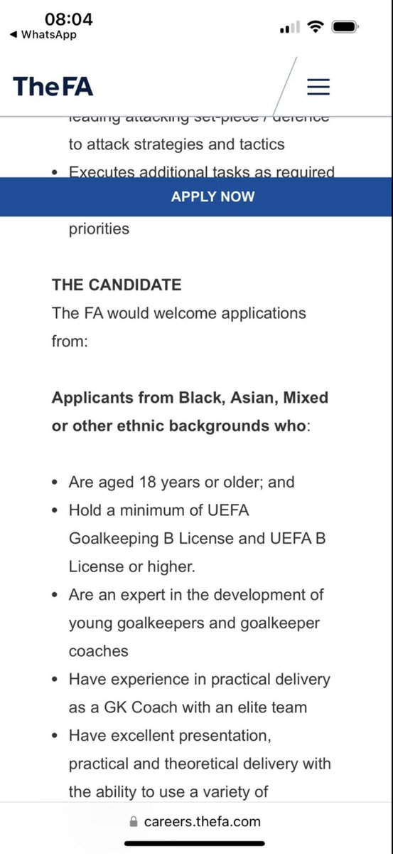 There you go. This is the FA job application boards 

White men need not  apply.