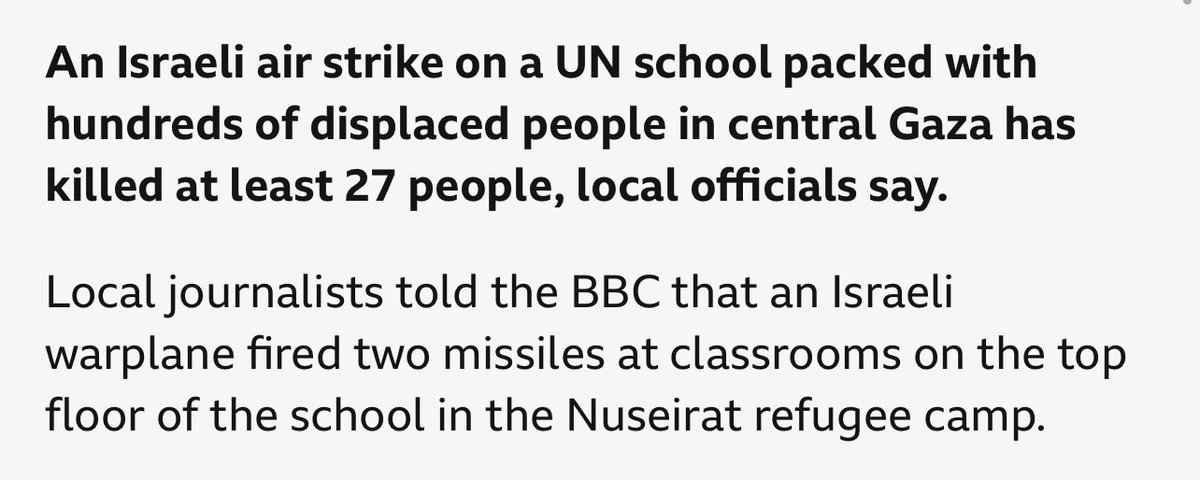 Can’t let atrocities like this quickly appear and disappear in the newsfeed, or get brushed aside due to regularity of similar incidents, as we’re all busy discussing milkshakes, racists, onlyfans and football. An air strike on a school in a refugee camp. Ceasefire now.