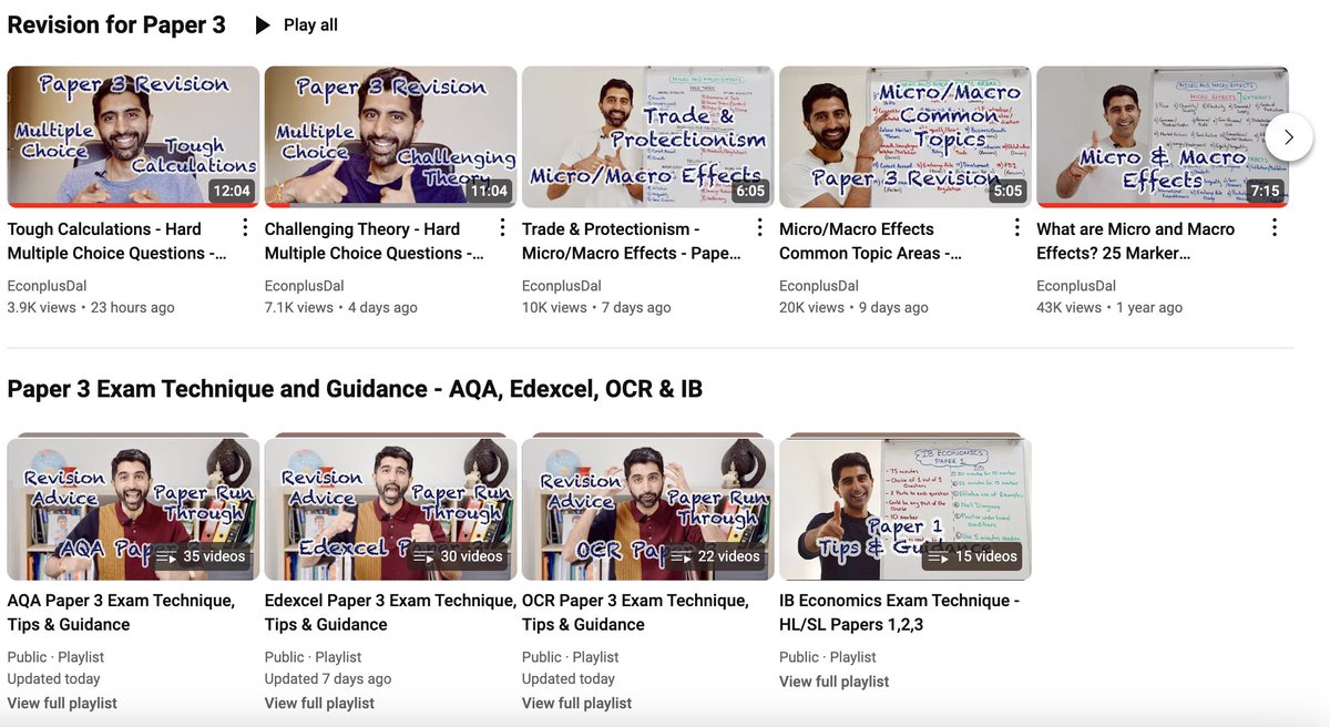 Paper 3 Videos to watch today; 1) Micro/Macro Effects Videos (8 of them) 2) Multiple Choice Run-throughs (7 of them) 3) Key Equations and Conditions 4) Paper 3 Guidance and Walkthrough Video 5) Exam Technique Playlists. This is the path to seriously amazing Paper 3 performance!😎