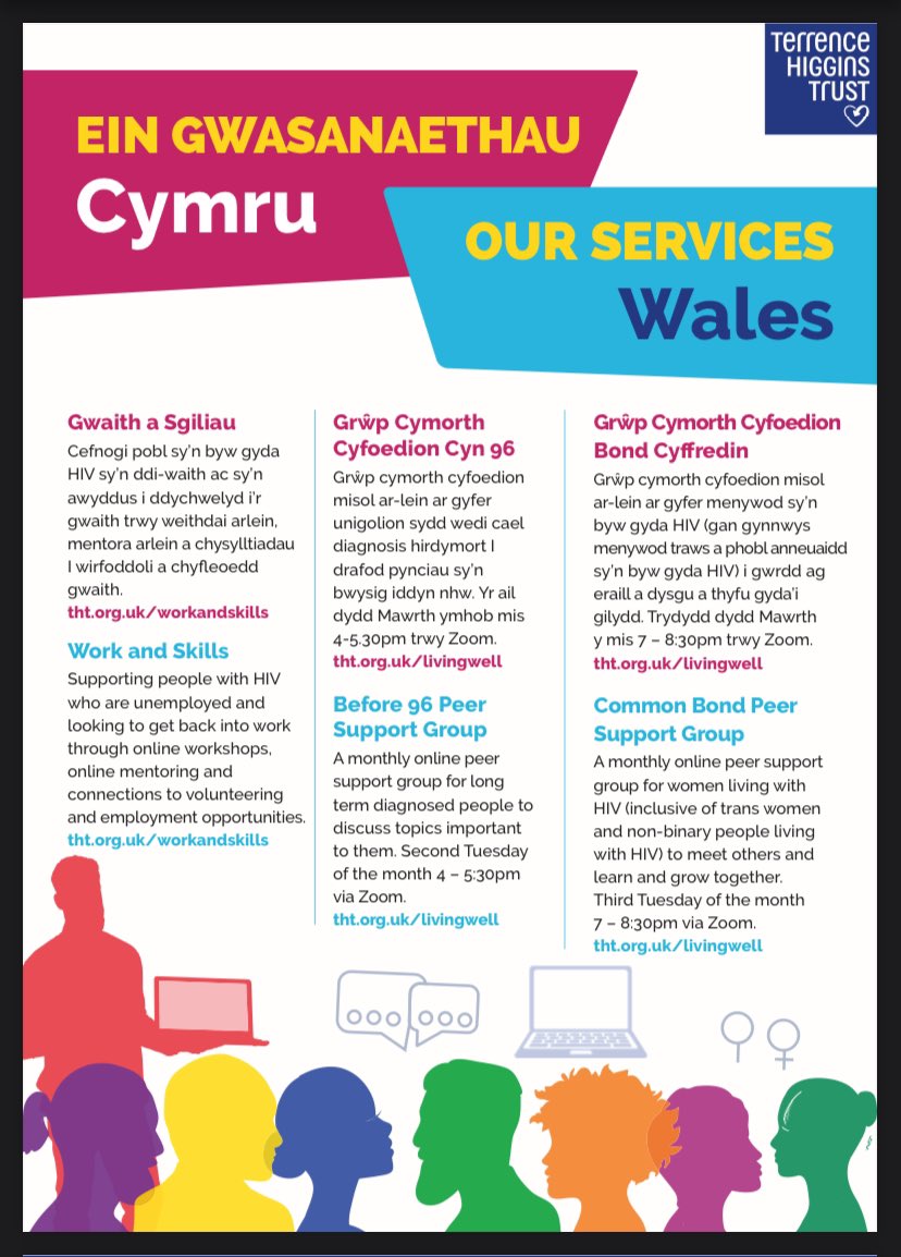 MyCommunity_THT's tweet photo. Ein Gwasanaethau Cymru All our services on line for people living with HIV in Wales and beyond #before96 #workandskills #commonbond #THTdirect and #MyCommunityForum https://t.co/3EstEruth6