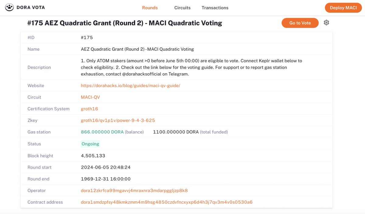 This is probably the largest voting round in Crypto/Web3 history. Happening  on Dora Vota MACI. If you are $ATOM staker on @cosmoshub - 1. You should  have received DORA gas fee airdrop.