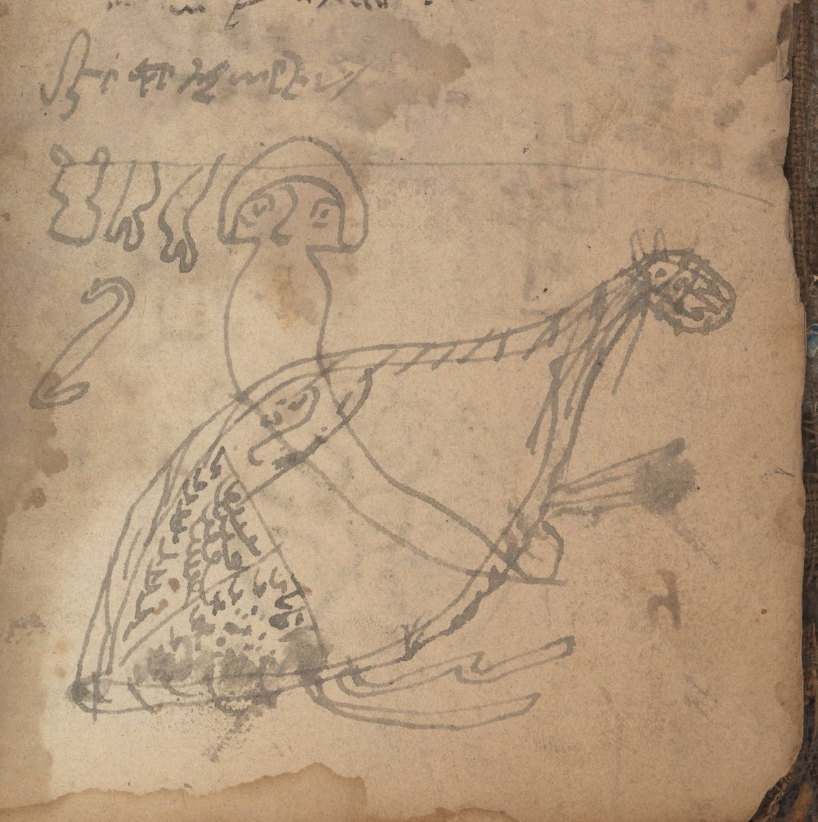 ExploreWellcome's tweet photo. Children's drawings from the past - when we're lucky enough to find them preserved like this - remind us that whatever else is going on, there have always been kids around doing kid things: playing, learning, copying, reimagining. https://t.co/tFfQr5w7ol