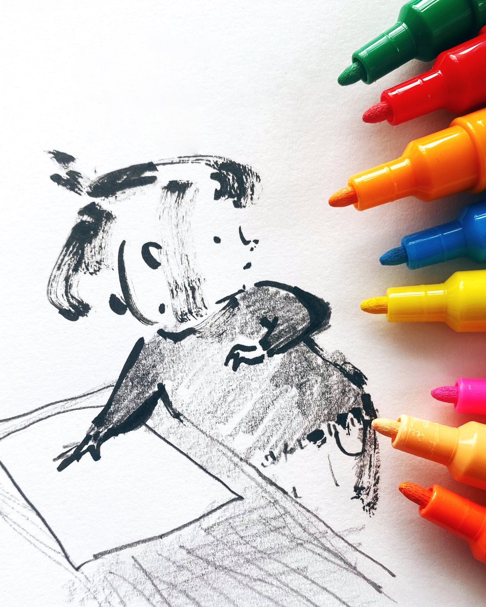 The tyranny of choice.
Spoiler alert: she chose rainbow! 🩷🧡💛💚🩵💙💜
#picturebookillustration