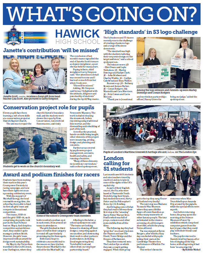 Catch up with 𝑊ℎ𝑎𝑡'𝑠 𝐺𝑜𝑖𝑛𝑔 𝑂𝑛? at <a href="/Hawick_HS/">Hawick High School</a>, in this week's Hawick Paper.

#weknowHawick #PeoplesPaper #Hawick #ScottishBorders