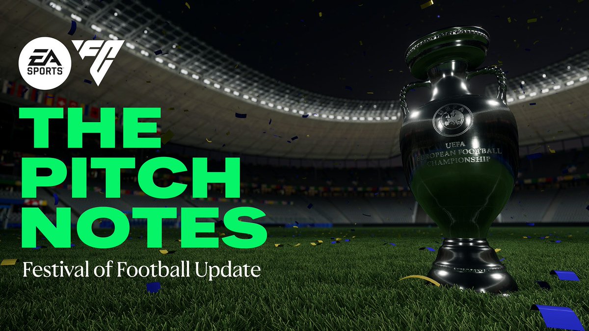 The Festival of Football Update is here!

🏆UEFA EURO 2024 Game Mode 
🎊Festival of Football in FUT
 ➕ additions coming to skill moves, celebrations, Clubs and Career 

Dive into the full pitch notes: ea.com/games/ea-sport…