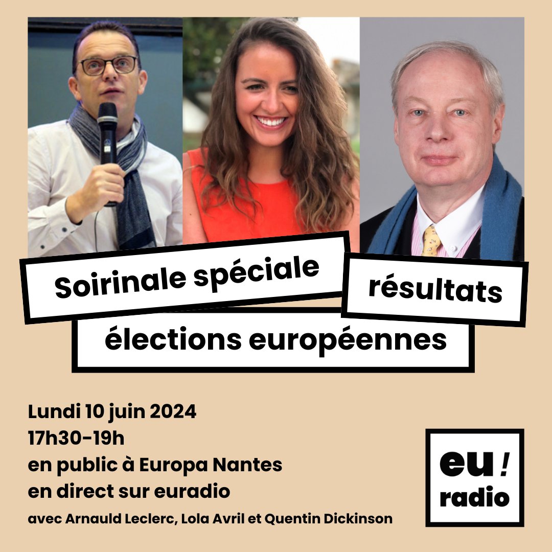 [ÉMISSION SPÉCIALE] 🗳️ Résultats des élections européennes

À J+1 des élections européennes, <a href="/euradio_fr/">euradio</a> organise à Europa Nantes une émission spéciale dédiée à l’analyse des résultats des élections, en présence de @lolalavril , Arnauld Leclerc et Quentin Dickinson.