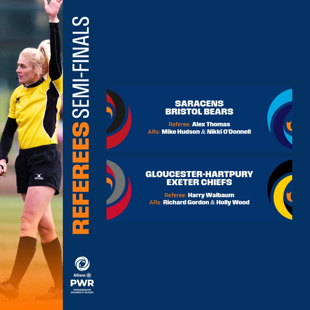 Your semi-final officials for Sunday 👇

#PWR | #PoweredDifferently | <a href="/allianzuknews/">Allianz UK</a>