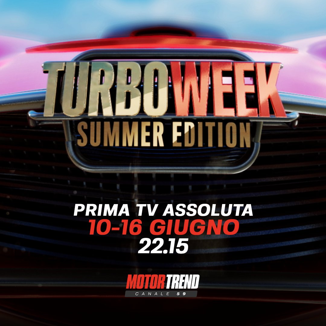 motortrendIT's tweet image. L&apos;estate non può iniziare senza #TurboWeek! 🔥 

Vi aspettiamo con tanti appuntamenti in prima TV dal 10 giugno alle 22:15 su #MotorTrend, canale 59