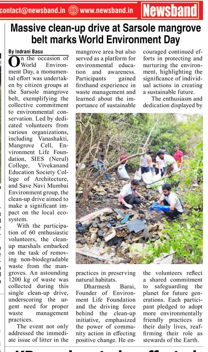 dharmeshbarai's tweet photo. World Environment Day 2024

News coverage 
#environmentlifefoundation #MangrovesCleanupdrive https://t.co/u2Pmq8JUWr