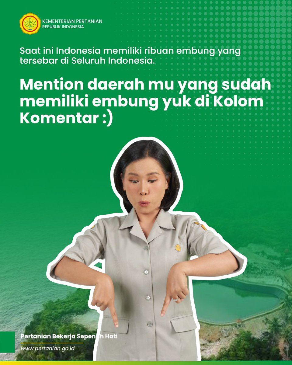 kementan's tweet photo. SobaTani, apa di sekitar tempat tinggal SobaTani terdapat โembungโ?
Embung atau cekungan penampung ternyata memiliki banyak sekali manfaat bagi pertanian loh.
Selengkapnya simak informasi berikut ini ya Sob!
#Embung #Tanipedia #ManfaatEmbung #KementerianPertanian https://t.co/sObJG29OYy