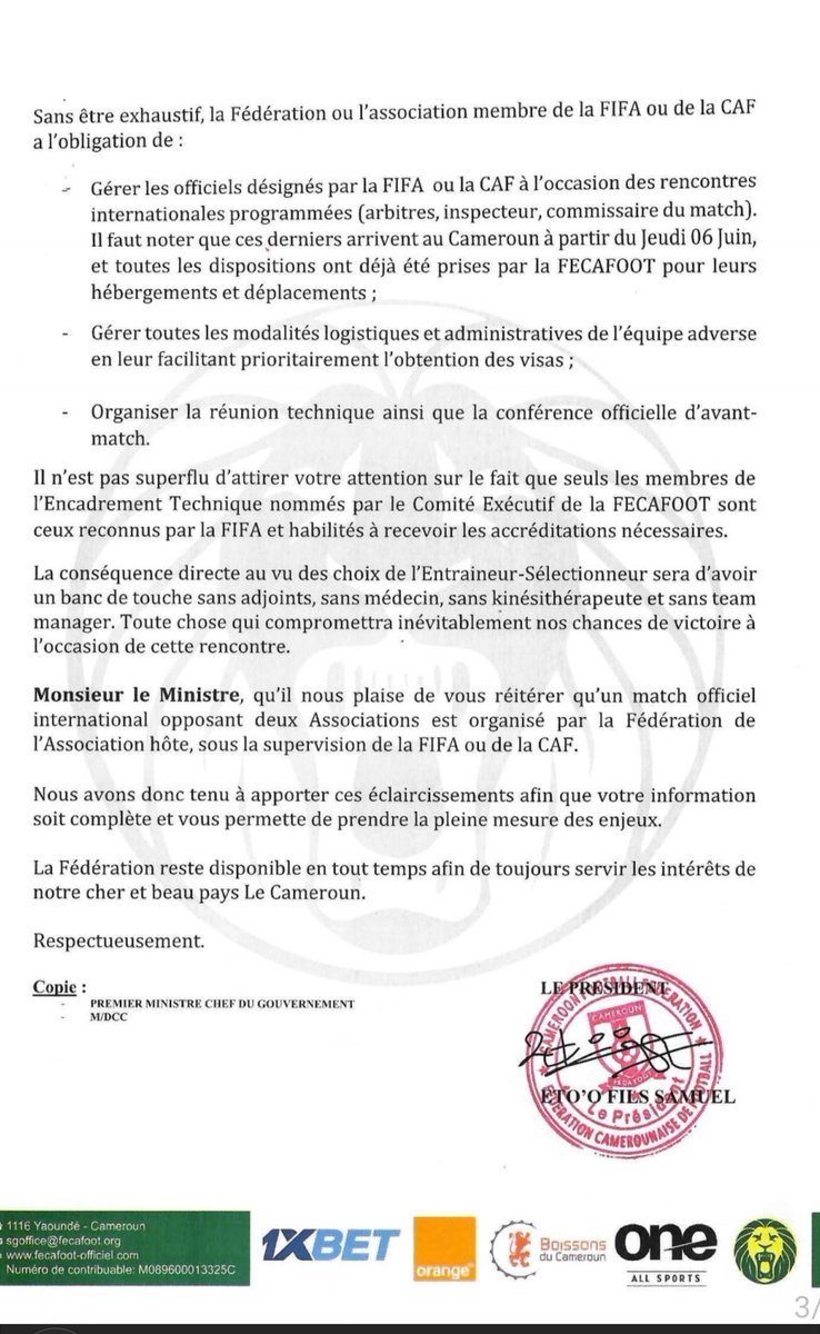 🚨Info🇨🇲

La Fecafoot reste disponible pour fournir le matériel sous réserve d'une demande formelle.