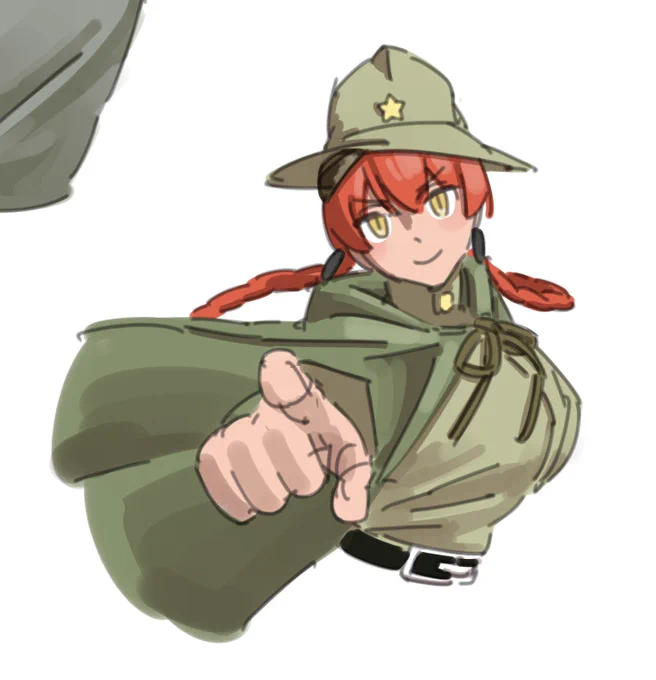 完全に銃を持たせるつもりで描き始めたのに銃が……描けない!!!! 最低限のお絵描きミリタリー知識、どこかでインプットしたいわね ありがとうございました〜〜!!