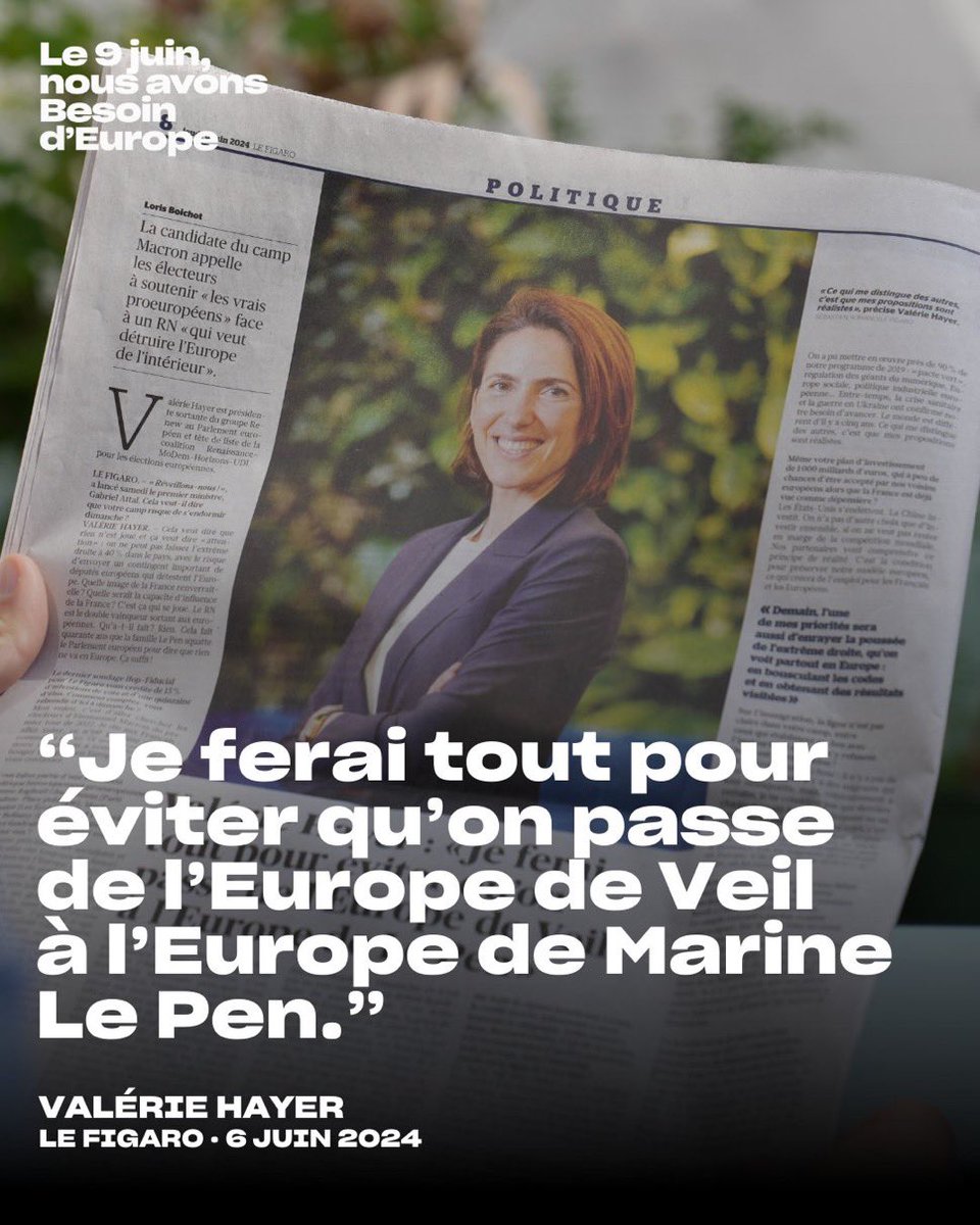 ValerieHayer's tweet photo. Dimanche, c’est notre avenir et notre influence 🇫🇷 en Europe qui se jouent au service des Français. Hélas, tous mes adversaires sont projetés sur autre chose…

Je l’ai dit dans une grande conversation avec @Le_Figaro : je ne me trompe pas de scrutin.

→ https://t.co/qboqks4CMN https://t.co/lqDGxtpjbi
