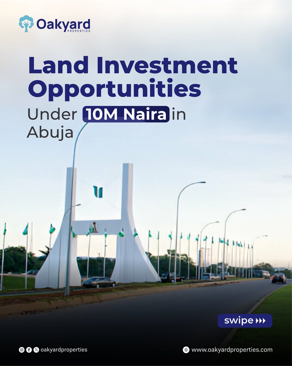 oakyardproperty's tweet photo. Don’t miss out on exclusive land investment opportunities. Swipe through to discover prime plots under 10M Naira.
Act fast and invest in your future today!

#LandInvestment #RealEstateInvesting https://t.co/r8XdvjpPbK