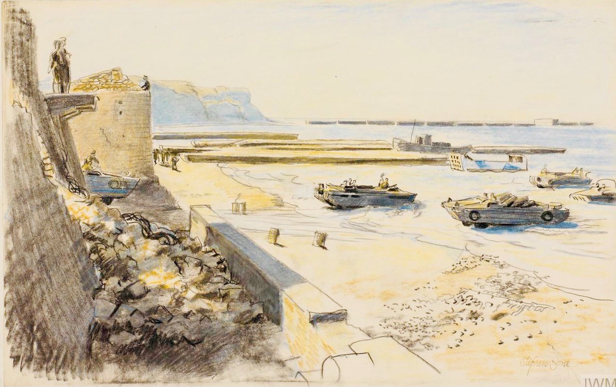 VGrainger's tweet photo. Two interesting pieces for #DDay80🫡🌺 First, “What do #Shakespeare’s plays tell us about war?” by Robert White https://t.co/jJzBDCPDsc
🎨 #StephenBone #Arromanches-les-Bains, Amphibian vehicles 1944 painted in the weeks after #DDay https://t.co/W1h0STckzA