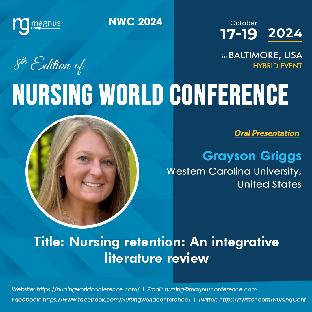 NursingConf's tweet photo. Join us in welcoming our esteemed speaker #GraysonGriggs for the #NWC2024 organized by @magnus_group ! she brings invaluable insights to the forefront of nursing practice. Secure your slot now
Details: https://t.co/DHQy0XtP3K
#HealthcareAdvancement #abstractsubmissionsopen #nurse https://t.co/y3liXVoNaZ