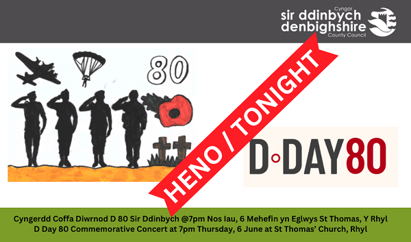 📣TONIGHT📣

A concert will be held at St Thomas’ Church, Rhyl, to commemorate 80 years since the D Day landings. 

The free concert will start at 7pm and a collection will be made on the evening towards various Armed Forces Charities.