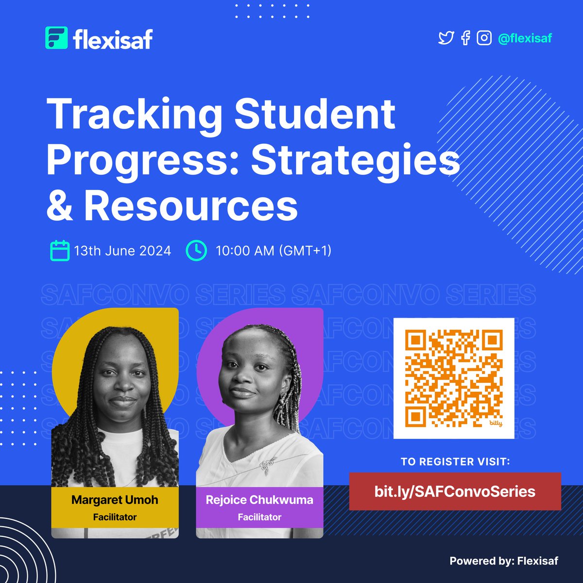 FlexiSAF's tweet photo. Join us for an exciting conversation on "Tracking Student Progress: Strategies &amp; Resources," taking place on 13th June 2024.

During this session, you’ll learn practical strategies and tools to track student progress better.

Register now via the link 
https://t.co/5amOrghFS8 https://t.co/iMbBerhLqJ