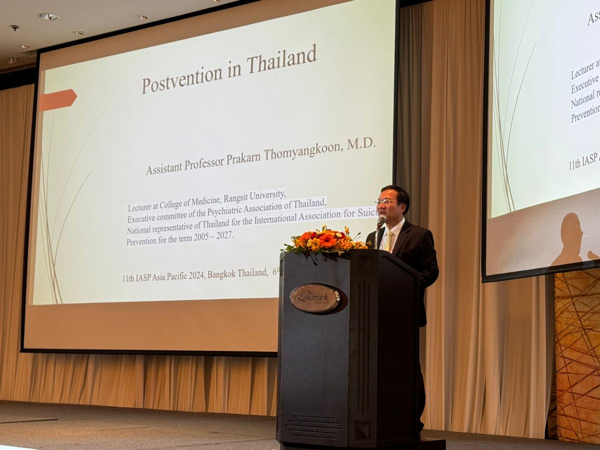 Our final keynote speaker, Professor Prakarn Thomyangkoon highlights the need for more compassionate postvention support in Thailand for those bereaved by suicide. #IASPBANGKOK2024