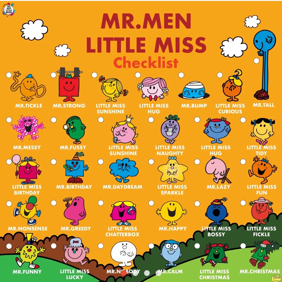 ภูมิใจนำเสนอแก๊ง mr.men &amp; little miss เลยค่ะ 💪🏻 มีหลายคาเรคเตอร์ให้เลือก แล้วพวกคาเรคเตอร์ต่างๆจะมีความหมายสอดคล้องกับชื่อด้วย T-T 💘🌈🛣️🧽🫐 ( อย่างตัวที่พีชห้อย เป็น little miss hug ชอบให้กำลังใจคนด้วยการกอด นรมากก )