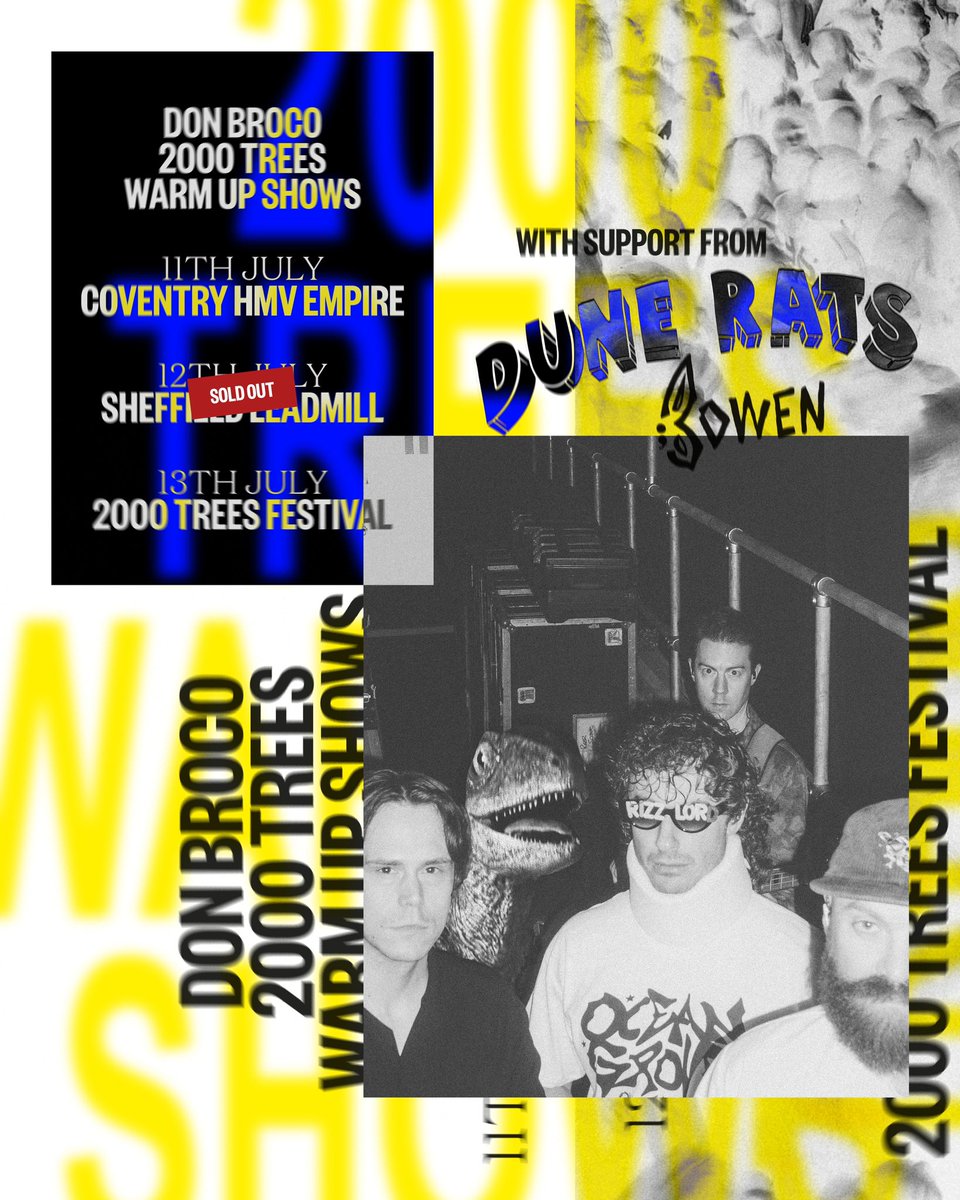 DON BROCO (@donbroco) on Twitter photo Next month <a href="/DUNERATSS/">DUNE RATS!</a> and Bowen join us in Coventry & Sheffield for our 2000 trees warm up shows. Last Coventry tickets at donbroco.com Next month <a href="/DUNERATSS/">DUNE RATS!</a> and Bowen join us in Coventry & Sheffield for our 2000 trees warm up shows. Last Coventry tickets at donbroco.com