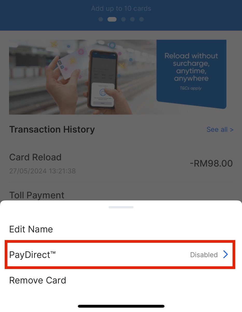 Hari tu ada orang share cara nak OFF fungsi PAY DIRECT dkt TnG ni supaya bila lalu toll dia tak charge duit dalam wallet TnG kita.

Thank you yg share hari tu.

Kalau tak, topup dalam card pun dia still charge dekat wallet. Settle masalah!
