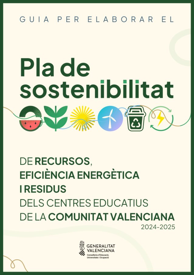 GVAeducacio's tweet photo. 📄Publicada la Guia per facilitar l’elaboració del Pla de sostenibilitat de recursos, eficiència energètica i residus en els centres educatius públics de titularitat de la Generalitat.

✅La documentació està disponible en 🔗https://t.co/08A1e1B7ru https://t.co/or8PfRuRQY
