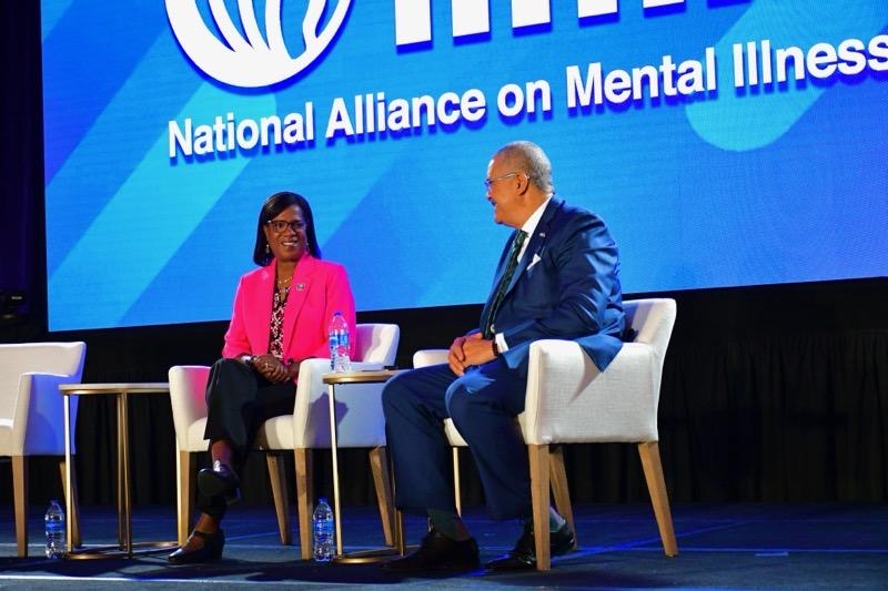 SAMHSA_Leader's tweet photo. Thanks to Dan Gillison for the opportunity to engage with NAMI attendees at #NAMICON. The discussion and feedback I received is invaluable to the work we do at SAMHSA. https://t.co/Mc9zvseJfs
