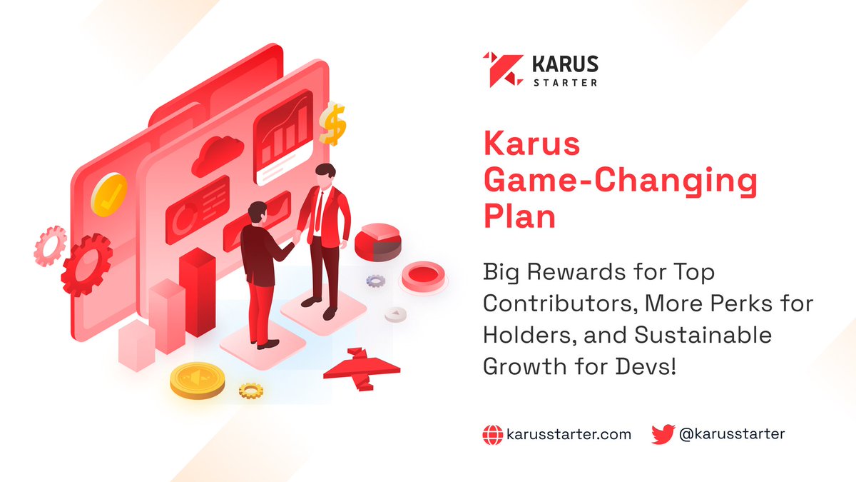 KarusStarter's tweet photo. Karus has got a neat lil' plan that's a win-win for everyone! 🚀 We're all about rewarding our top contributors with fat allocation rates. 🎁 Holders, expect more treats coming your way! 🎉 And for our devs, it's all about sustainable growth baby! 🌱💼 https://t.co/eis7Ur6PSl